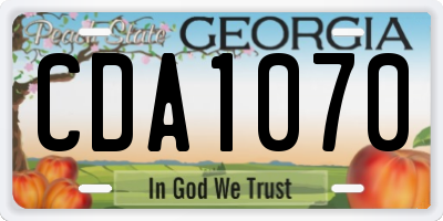 GA license plate CDA1070