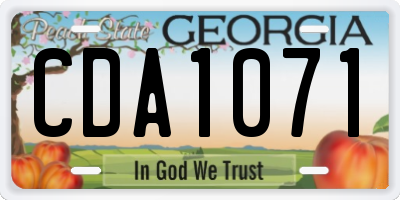 GA license plate CDA1071