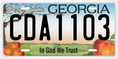 GA license plate CDA1103