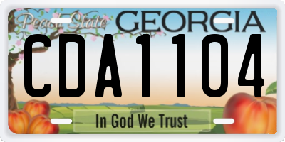GA license plate CDA1104