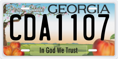 GA license plate CDA1107
