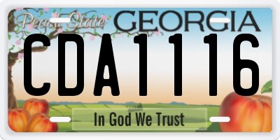 GA license plate CDA1116