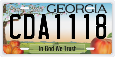 GA license plate CDA1118