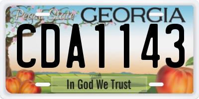 GA license plate CDA1143
