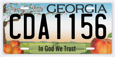 GA license plate CDA1156