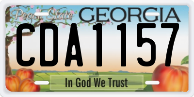 GA license plate CDA1157