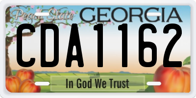 GA license plate CDA1162