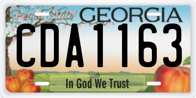 GA license plate CDA1163