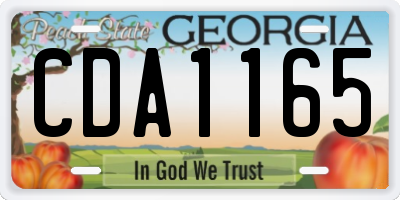 GA license plate CDA1165