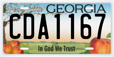 GA license plate CDA1167
