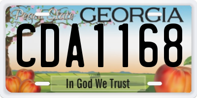 GA license plate CDA1168