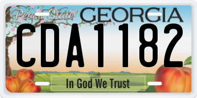 GA license plate CDA1182