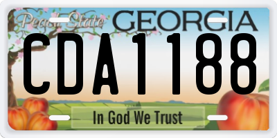 GA license plate CDA1188