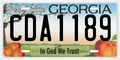 GA license plate CDA1189