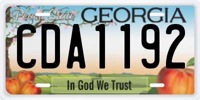 GA license plate CDA1192