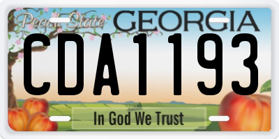 GA license plate CDA1193