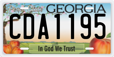 GA license plate CDA1195