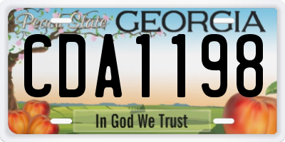 GA license plate CDA1198