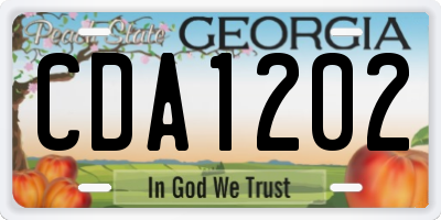GA license plate CDA1202