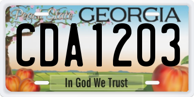 GA license plate CDA1203