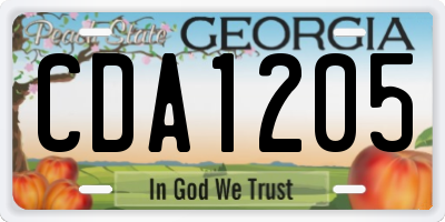 GA license plate CDA1205