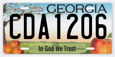 GA license plate CDA1206