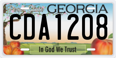 GA license plate CDA1208
