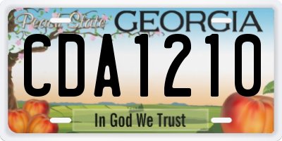 GA license plate CDA1210