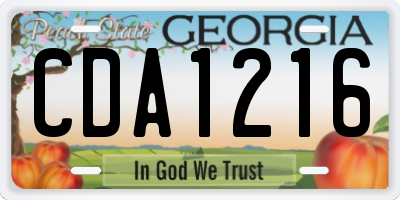 GA license plate CDA1216