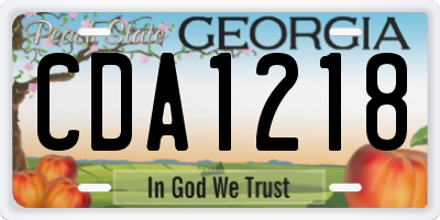 GA license plate CDA1218