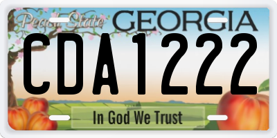 GA license plate CDA1222