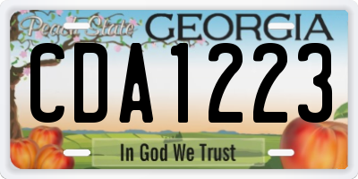 GA license plate CDA1223