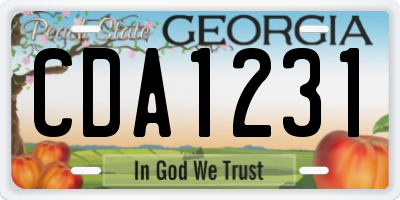 GA license plate CDA1231