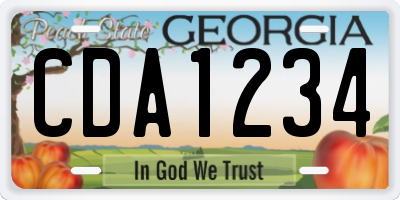 GA license plate CDA1234