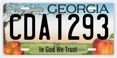 GA license plate CDA1293