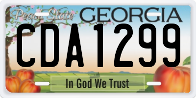 GA license plate CDA1299