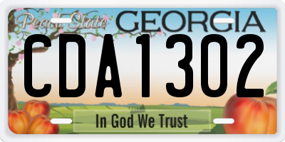 GA license plate CDA1302