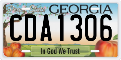 GA license plate CDA1306