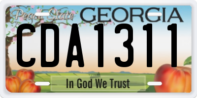 GA license plate CDA1311