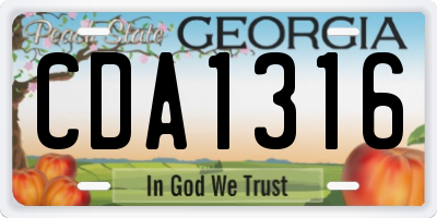 GA license plate CDA1316