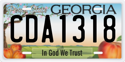 GA license plate CDA1318