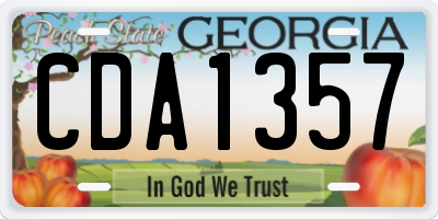 GA license plate CDA1357