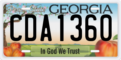 GA license plate CDA1360