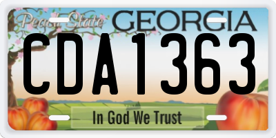 GA license plate CDA1363