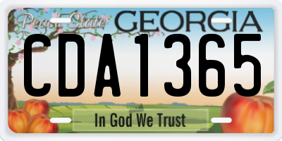 GA license plate CDA1365
