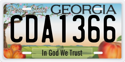 GA license plate CDA1366