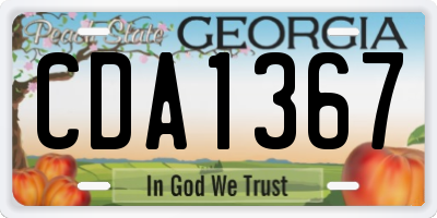 GA license plate CDA1367