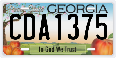 GA license plate CDA1375