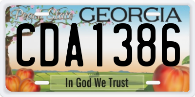 GA license plate CDA1386
