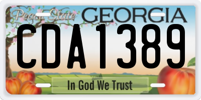GA license plate CDA1389